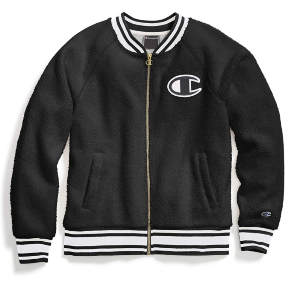 Champion streetwear Sherpa fleece full zip knit jacket dope cool XL varsity